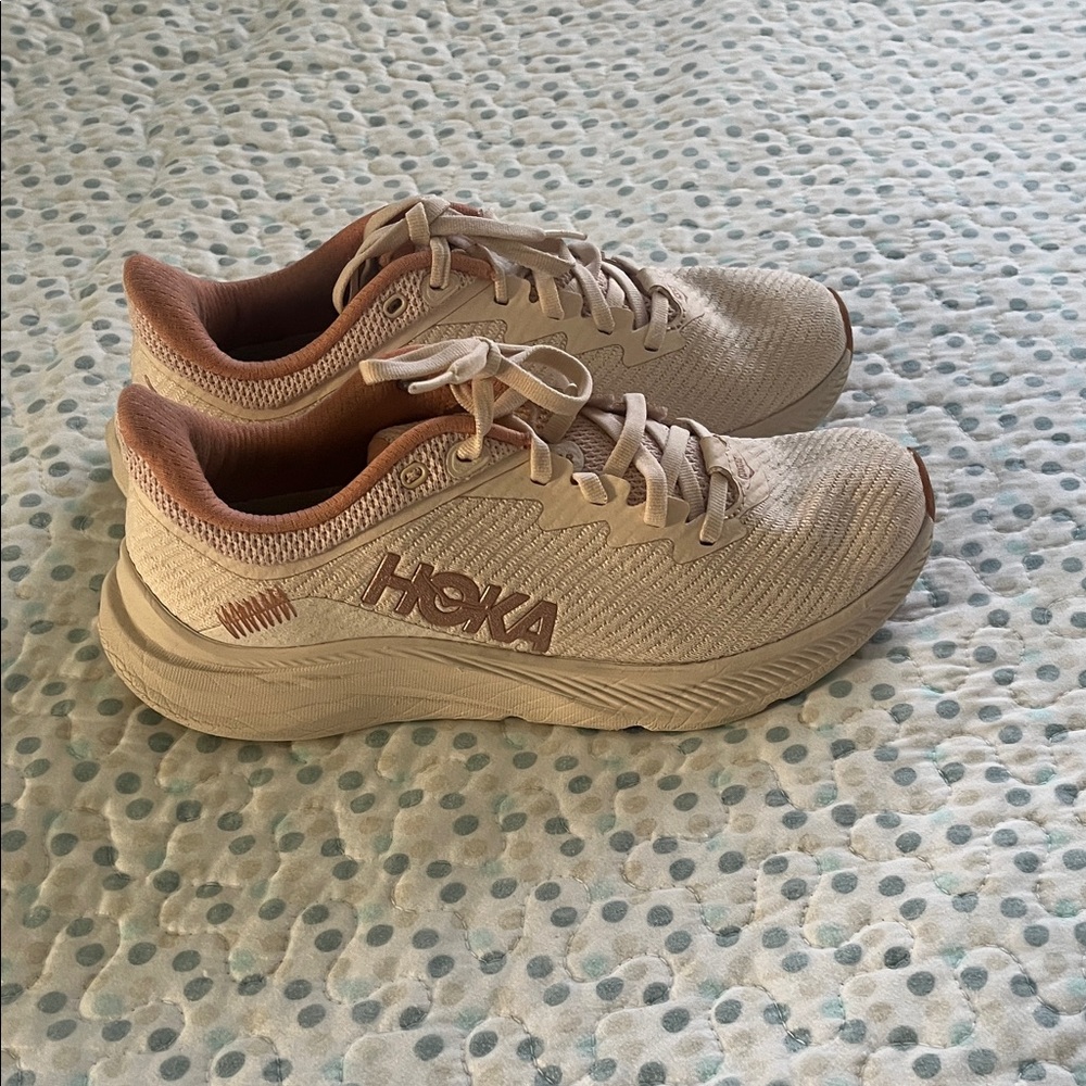 Hoka Women's Cream and Rosegold  Solimar Athletic Shoes
